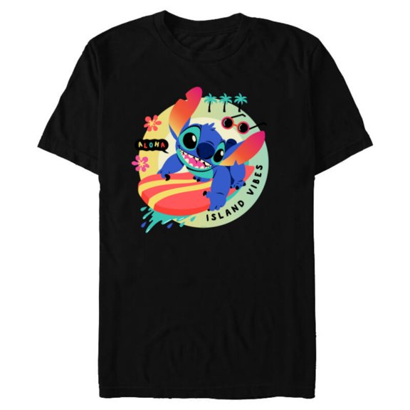 Disney Lilo & Stitch Aloha Island Vibes - Short Sleeve Blended T-Shirt for Adults - Customized-Black
