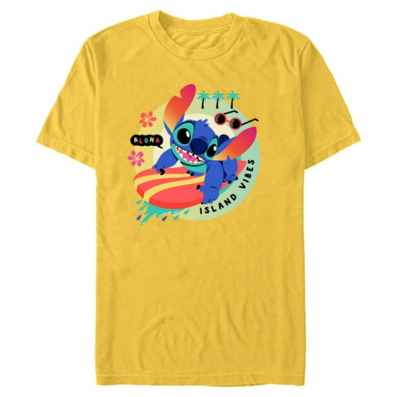 Disney Lilo & Stitch Aloha Island Vibes - Short Sleeve Blended T-Shirt for Adults - Customized-Yellow