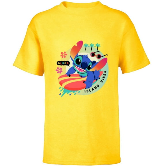 Disney Lilo & Stitch Aloha Island Vibes - Short Sleeve T-Shirt for Kids - Customized-Yellow