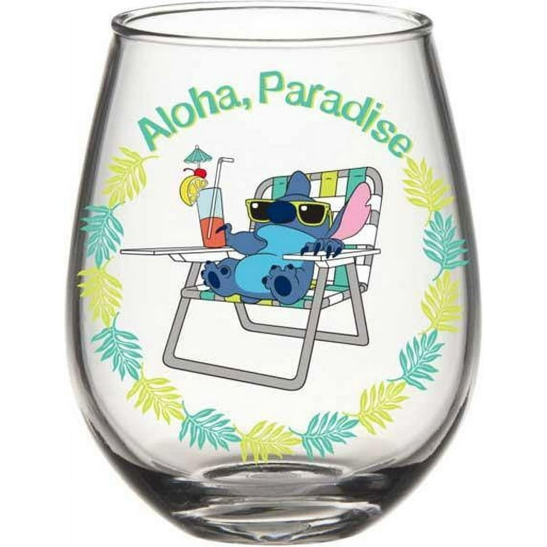 Disney Stitch Aloha Paradise 20oz Stemless Glass