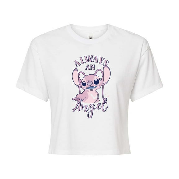 Disney - Lilo & Stitch - Always An Angel - Juniors Cropped Cotton Blend T-Shirt
