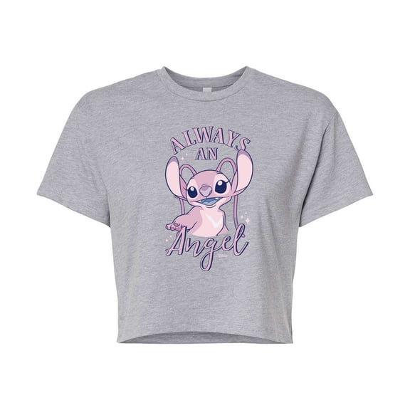 Disney - Lilo & Stitch - Always An Angel - Juniors Cropped Cotton Blend T-Shirt