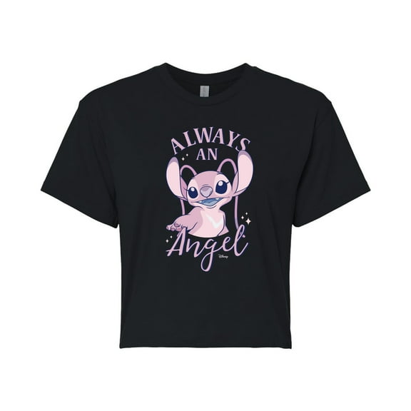 Disney - Lilo & Stitch - Always An Angel - Juniors Cropped Cotton Blend T-Shirt