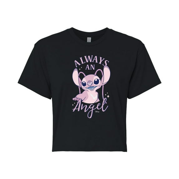 Disney - Lilo & Stitch - Always An Angel - Juniors Cropped Cotton Blend T-Shirt