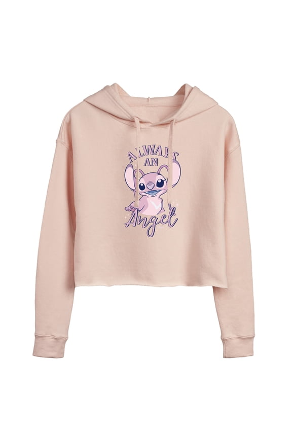 Disney - Lilo & Stitch - Always An Angel - Juniors Cropped Pullover Hoodie