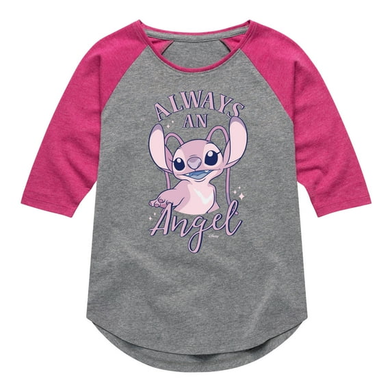 Disney - Lilo & Stitch - Always An Angel - Toddler & Youth Girls Raglan Graphic T-Shirt