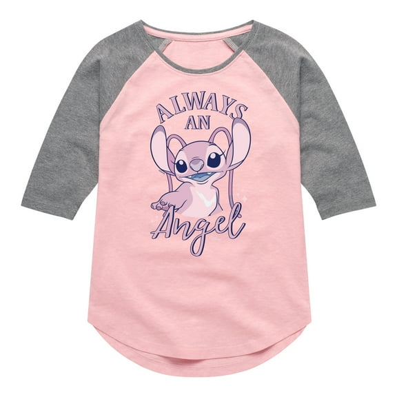 Disney - Lilo & Stitch - Always An Angel - Toddler & Youth Girls Raglan Graphic T-Shirt