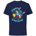 thumbnail image 1 of Disney Lilo & Stitch Always Chillin’ - Short Sleeve Cotton T-Shirt for Adults - Customized-Navy, 1 of 5