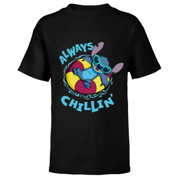 Disney Lilo & Stitch Always Chillin’ - Short Sleeve T-Shirt for Kids - Customized-Black