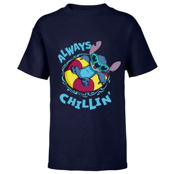 Disney Lilo & Stitch Always Chillin’ - Short Sleeve T-Shirt for Kids - Customized-Navy