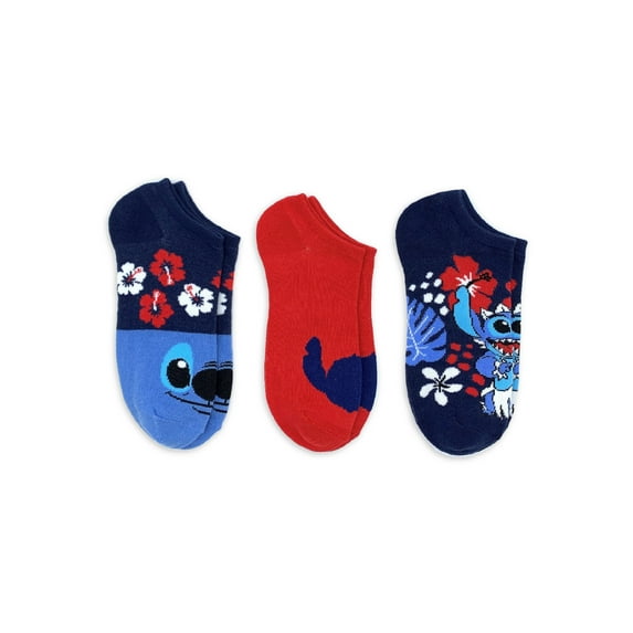 Disney Lilo & Stitch, Americana Women's No-Show Socks, 3-Pack, Size 4-10