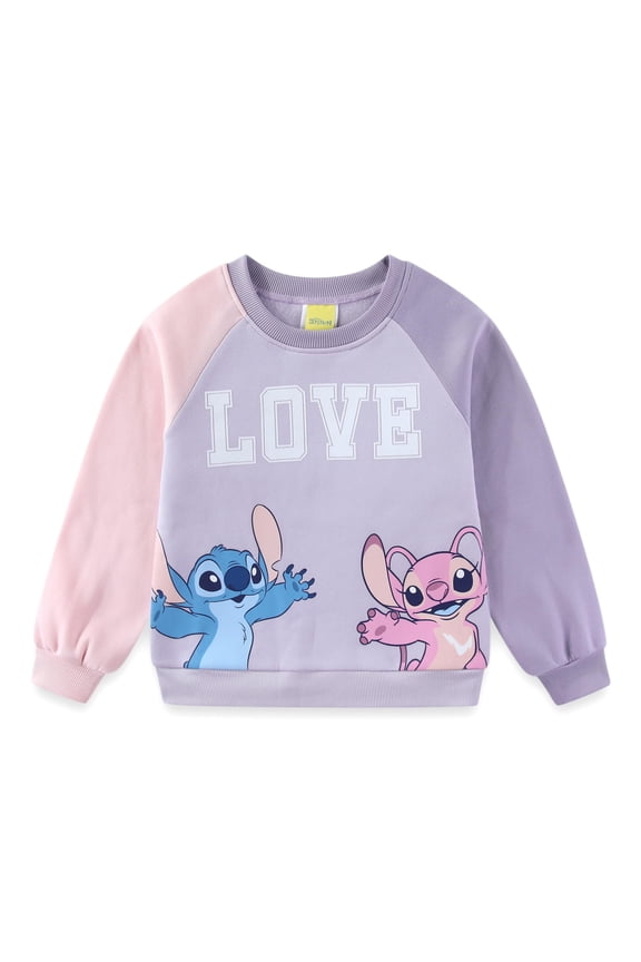 Lilo & Stitch Angel Crewneck Pullover Fleece Sweatshirt (Girls), Sizes 4-12