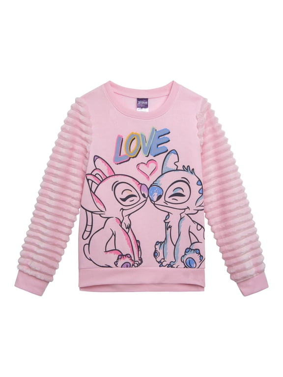 Lilo & Stitch Angel Fleece Pullover Fur Sweatshirt Little Kid to Big Kid