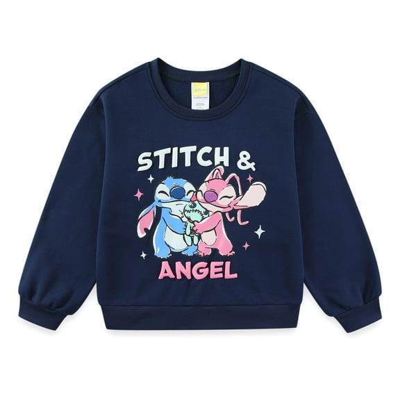 Disney Lilo & Stitch Angel Girls Crewneck Pullover Sweatshirt (Girls), Sizes 4-12