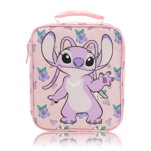 Disney Lilo and Stitch Angel Insulated Lunch Bag for Girls Angel Lunch Box with All-Over Tropical Print Reusable Disney Lunch Kit for Kids and Toddlers Ages 3+