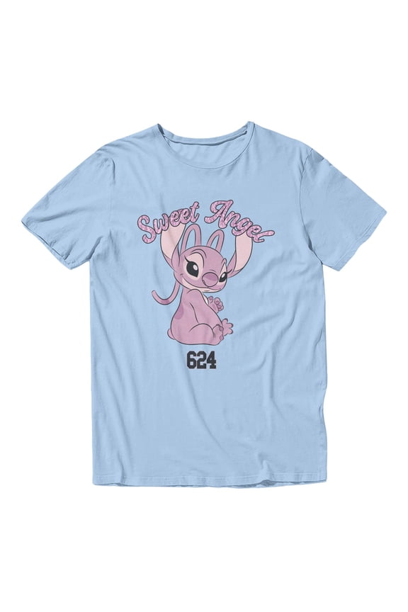 Lilo & Stitch Angel Naughty Smile Men's T Shirt (Light Blue, S-XXXL)