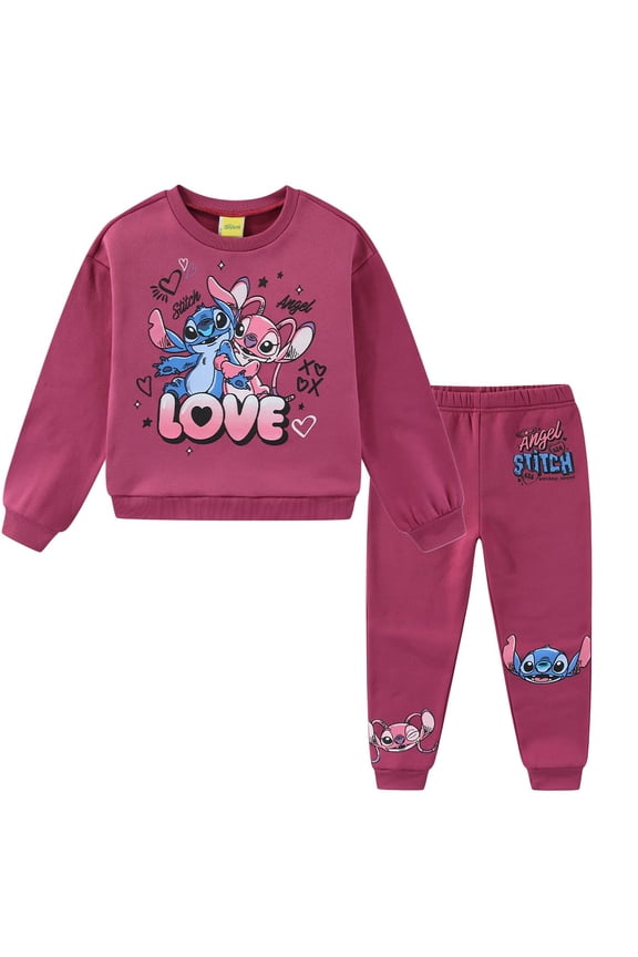 Lilo & Stitch Angel Pullover Sweatshirt and Pant Set (Girls), 2 Piece Set, Sizes 2T-6X