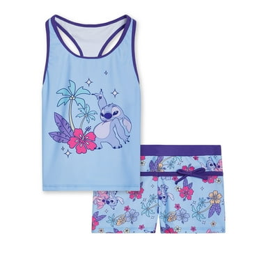 Disney Lilo & Stitch Angel Racerback UPF 50+ Tankini Top and Swim Shorts Outfit Set Little Kid to Big Kid