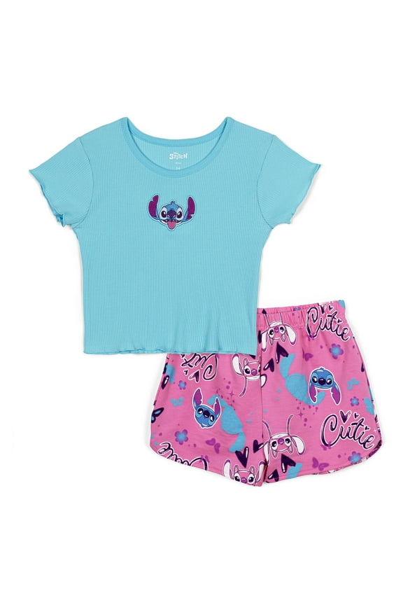 Lilo & Stitch Angel Ribbed T-Shirt and French Terry Shorts Outfit Set Toddler to Big Kid