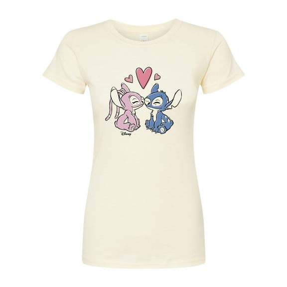 Disney - Lilo & Stitch - Angel & Stitch Share Kisses - Juniors Fitted Graphic T-Shirt