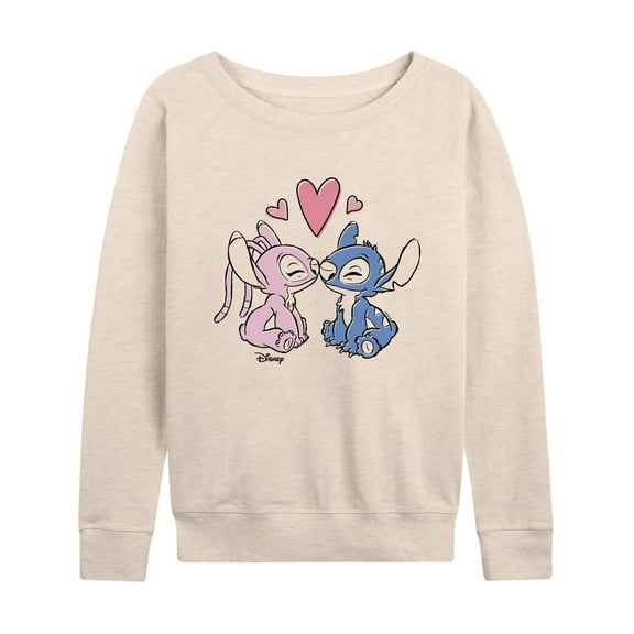 Disney - Lilo & Stitch - Angel & Stitch Share Kisses - Women's Lightweight French Terry Long Sleeve Shirt