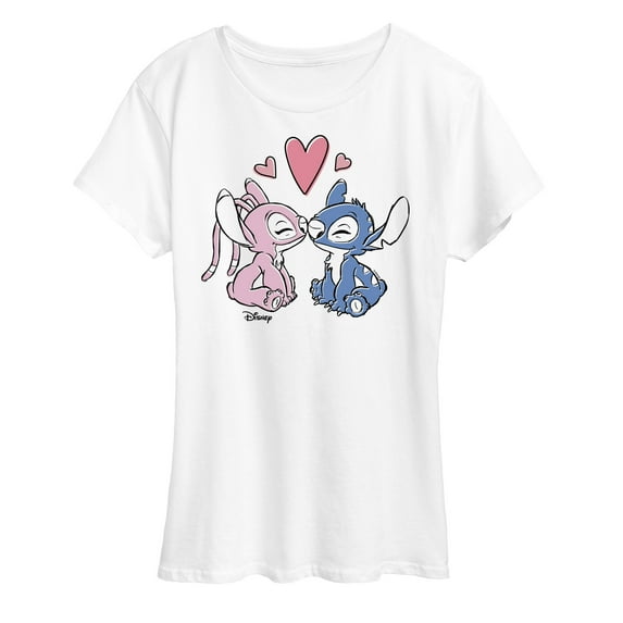 Disney - Lilo & Stitch - Angel & Stitch Share Kisses - Women's Short Sleeve Graphic T-Shirt