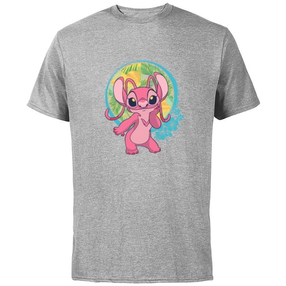 Disney Lilo & Stitch Angel Tropical Hawai’i Beach Vibes - Short Sleeve Cotton T-Shirt for Adults - Customized-Athletic Heather