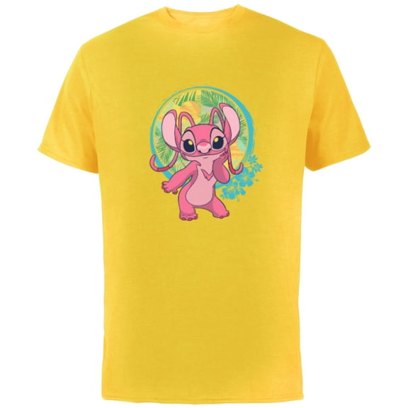 Disney Lilo & Stitch Angel Tropical Hawai’i Beach Vibes - Short Sleeve Cotton T-Shirt for Adults - Customized-Yellow