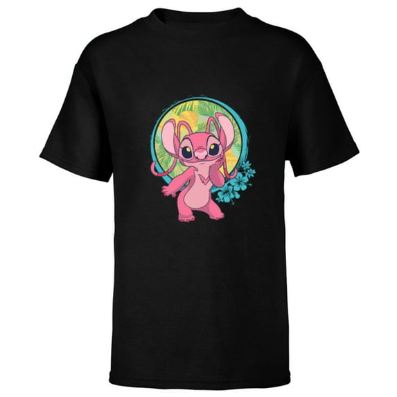 Disney Lilo & Stitch Angel Tropical Hawai’i Beach Vibes - Short Sleeve T-Shirt for Kids - Customized-Black