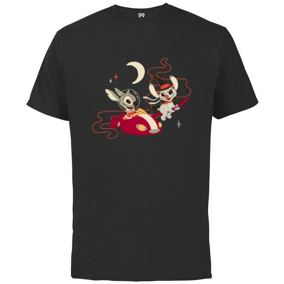 Disney Lilo & Stitch Angel and Stitch Halloween Flight - Short Sleeve Cotton T-Shirt for Adults - Customized-Black