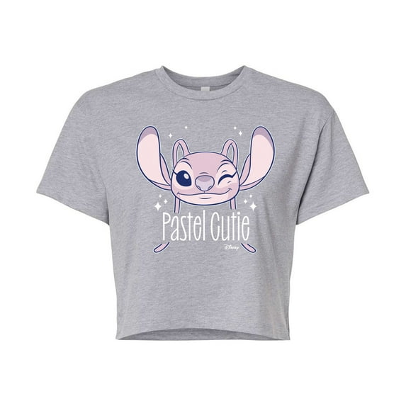 Disney - Lilo & Stitch - Angel's A Pastel Cutie - Juniors Cropped Cotton Blend T-Shirt