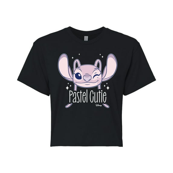Disney - Lilo & Stitch - Angel's A Pastel Cutie - Juniors Cropped Cotton Blend T-Shirt