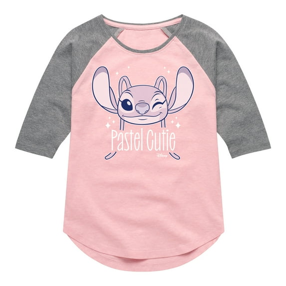 Disney - Lilo & Stitch - Angel's A Pastel Cutie - Toddler & Youth Girls Raglan Graphic T-Shirt