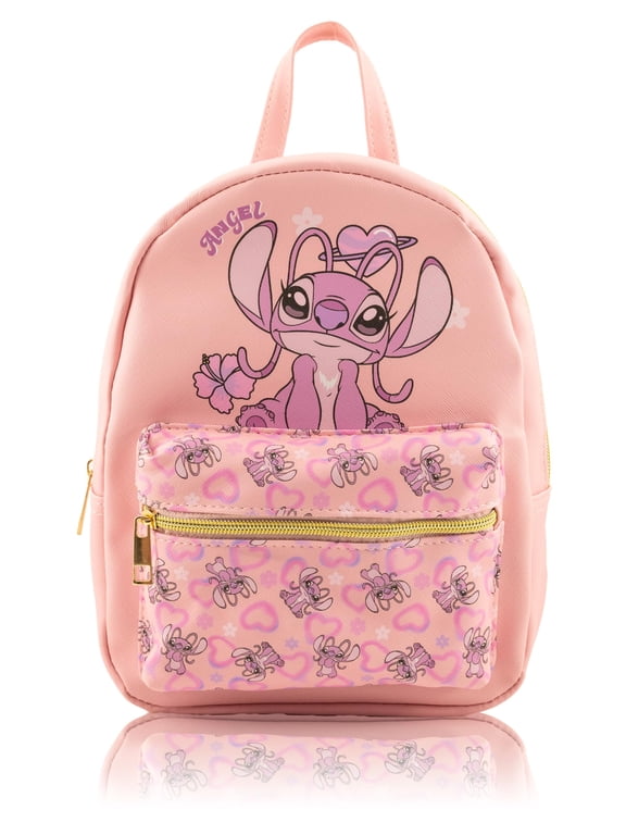 Disney Lilo and Stitch Backpack for Women, Men, Boys, Girls, Unisex Cute PU Leather 10" Angel Mini Backpack Purse Shoulder Purse Angel Bag and Accessories