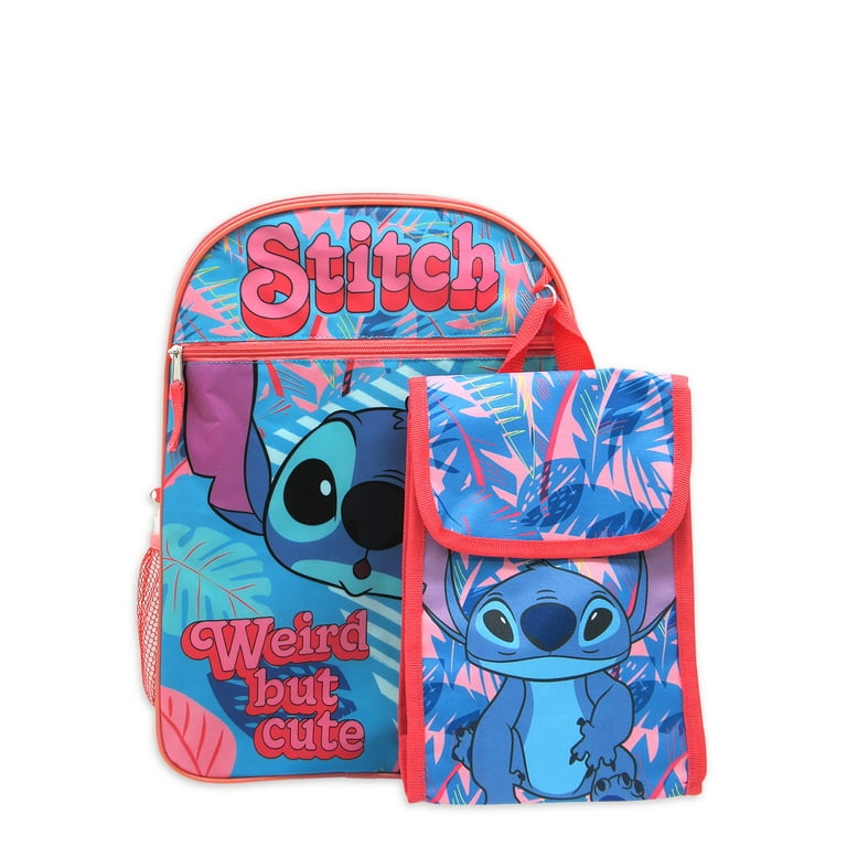  Fast Forward Lilo and Stitch Backpack with Lunch Box - Bundle  with 16” Lilo and Stitch Backpack, Lilo and Stitch Lunch Bag, Water Bottle,  Stickers