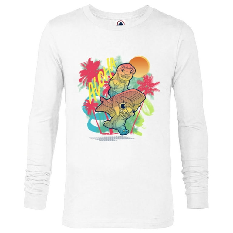 Disney Lilo & Stitch Beach Vibes Sunny Surfing Aloha - Long Sleeve T-Shirt  for Men - Customized-White