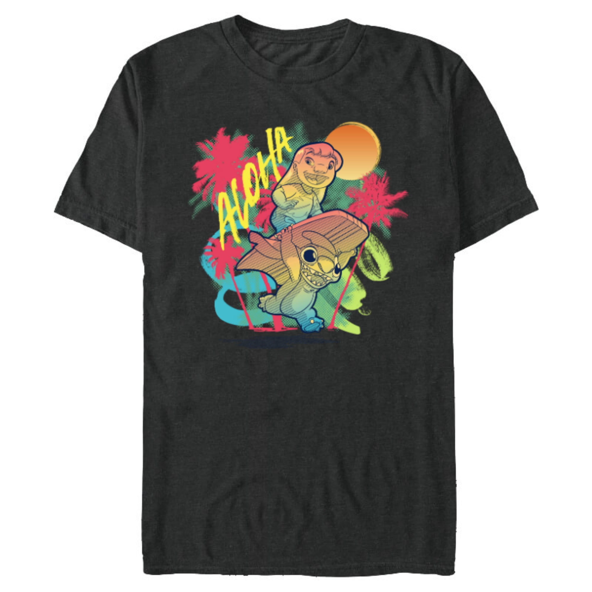 Disney Lilo & Stitch Beach Vibes Sunny Surfing Aloha - Short Sleeve Blended T-Shirt for Adults - Customized-Dark Heather