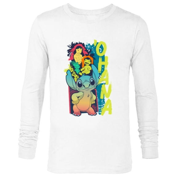 Disney Lilo & Stitch Beach Vibes with Nani & Scrump ‘Ohana - Long Sleeve T-Shirt for Men - Customized-White