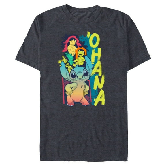 Disney Lilo & Stitch Beach Vibes with Nani & Scrump ‘Ohana - Short Sleeve Blended T-Shirt for Adults - Customized-Navy Heather