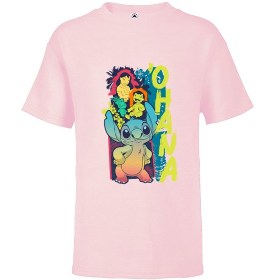 Disney Lilo & Stitch Beach Vibes with Nani & Scrump ‘Ohana - Short Sleeve T-Shirt for Kids - Customized-Soft Pink