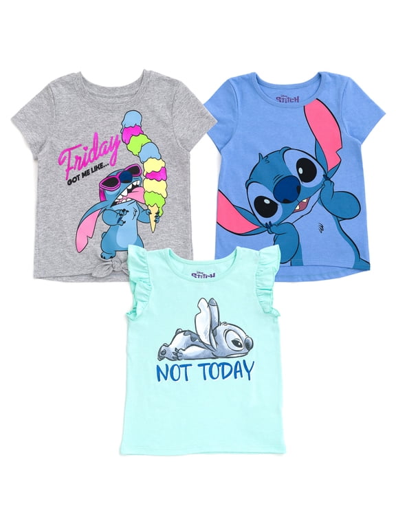 Lilo & Stitch Big Girls 3 Pack T-Shirts Little Kid to Big