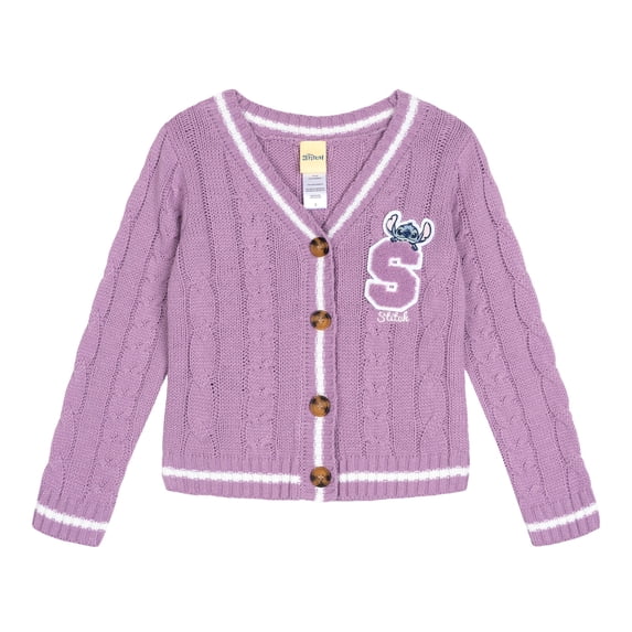 Disney Lilo & Stitch Big Girls' Cardigan Sweater Lavender