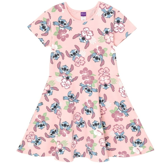 Disney Lilo & Stitch Big Girls French Terry Skater Dress Little Kid to Big
