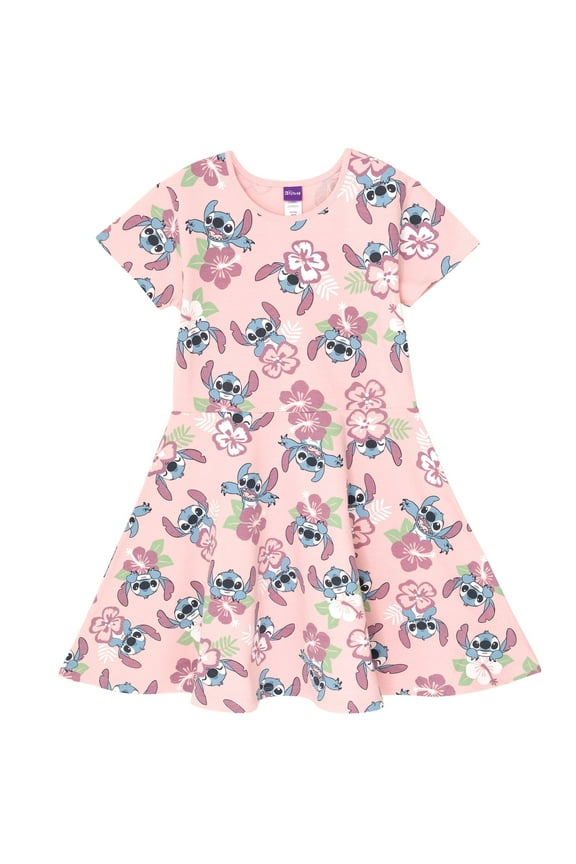 Disney Lilo & Stitch Big Girls French Terry Skater Dress Little Kid to Big