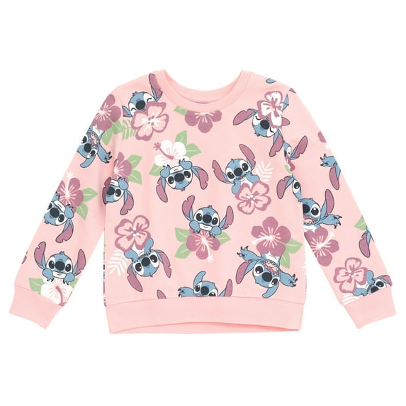 Disney Lilo & Stitch Big Girls French Terry Sweatshirt Little Kid to Big