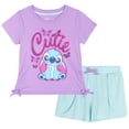 thumbnail image 1 of Disney Lilo & Stitch Big Girls' Short Sleeve Graphic T-Shirt and Bubble Shorts Set Light Purple/Light Blue Stitch, 1 of 4
