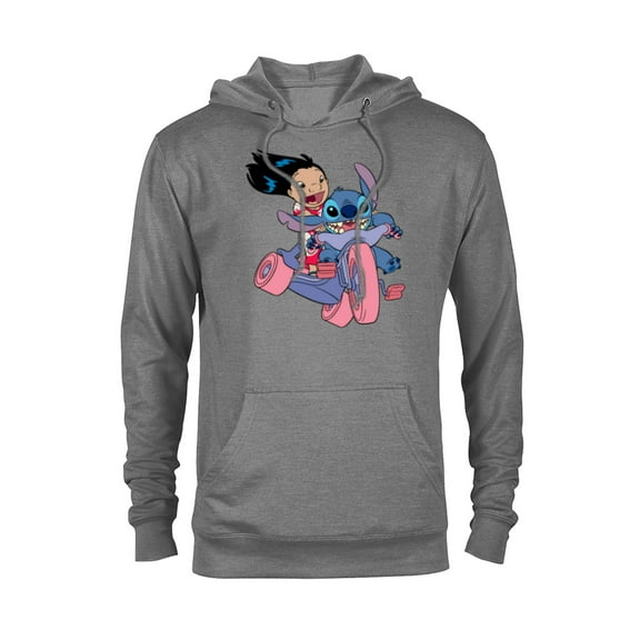 Disney Lilo & Stitch Bike Adventure - Pullover Hoodie for Adults -Customized-Graphite Heather