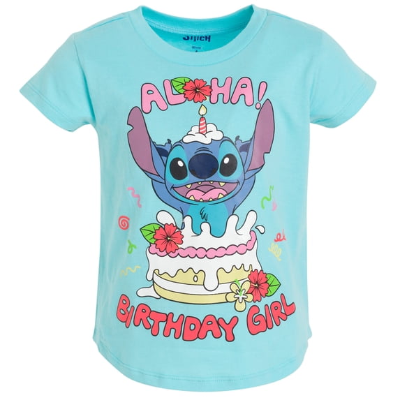 Disney Lilo & Stitch Birthday Big Girls T-Shirt Little Kid to Big Kid