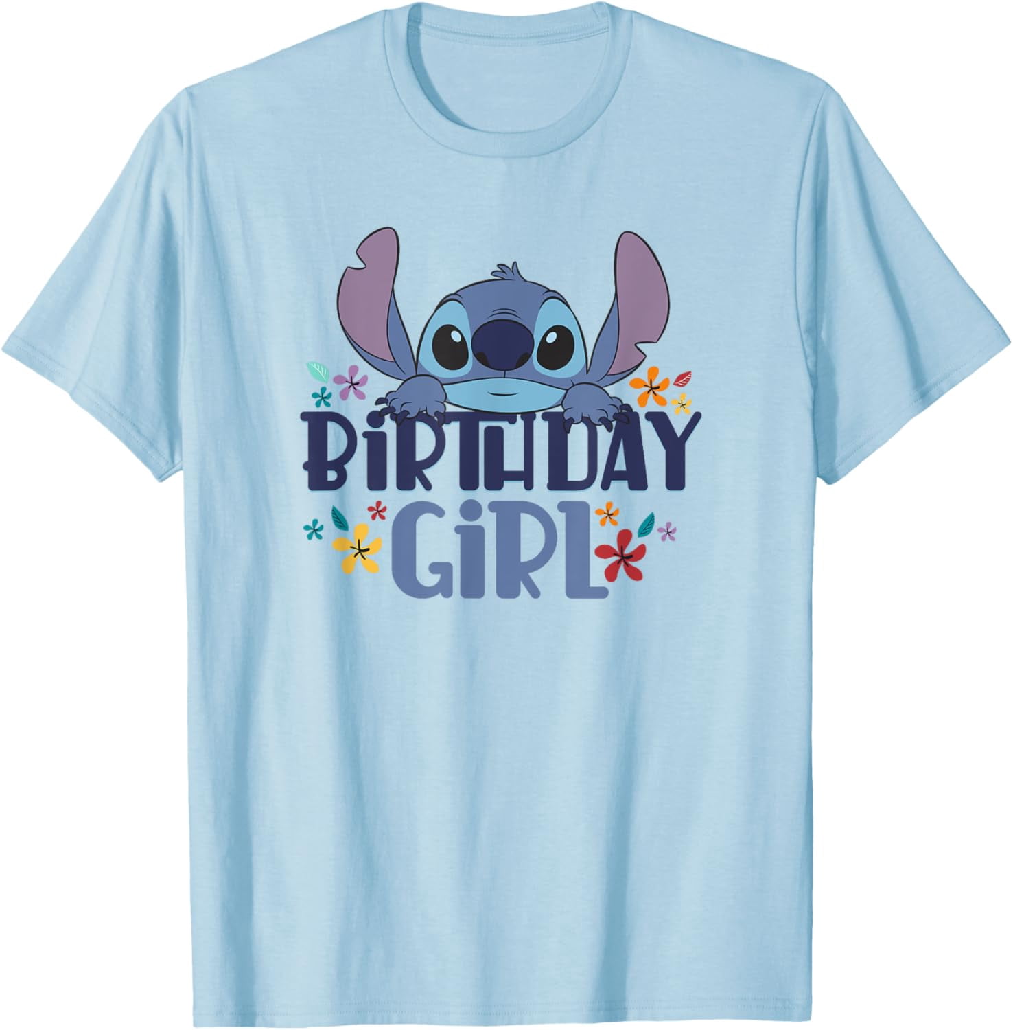 Disney Lilo & Stitch Birthday Girl Retro Floral Logo TShirt