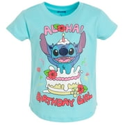 Disney Lilo & Stitch Little Girls' Birthday Graphic T-Shirt Stitch Light Blue